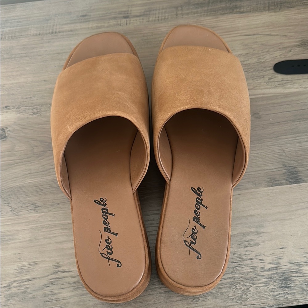 Free People Tan Suede Mules Versatile Comfort